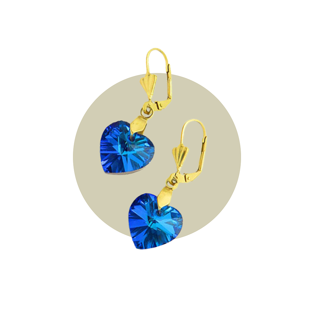 Aretes Corazon Azul Tornasol